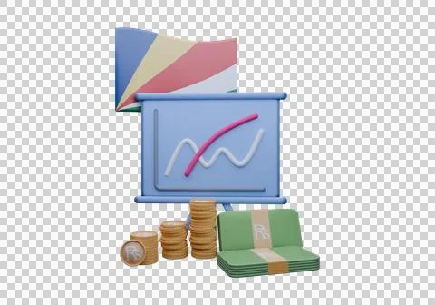 3D render illustration of Seychelles flag and currency called Rupee Stock Illustration