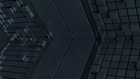 3d render illustration with simple geometry shapes. Metal reflective planes a Stock Illustration