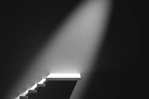 3D render illustration. Simple stair and wall. Stock Illustration