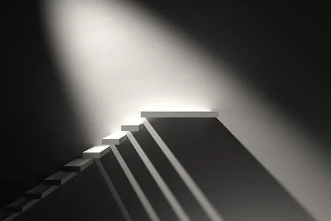 3D render illustration. Simple stair and wall. Stock Illustration