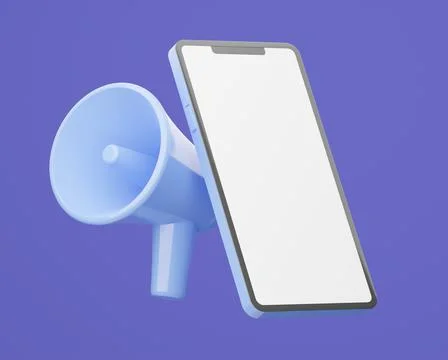 3d render illustration Smart Phone with Megaphone for business idea concept. Stock Illustration