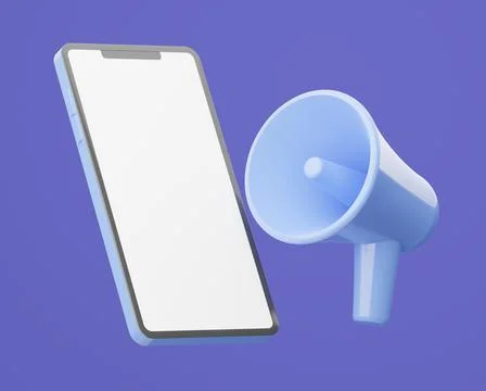 3d render illustration Smart Phone with Megaphone for business idea concept. Stock Illustration