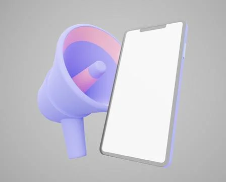 3d render illustration Smart Phone with Megaphone for business idea concept. Stock Illustration