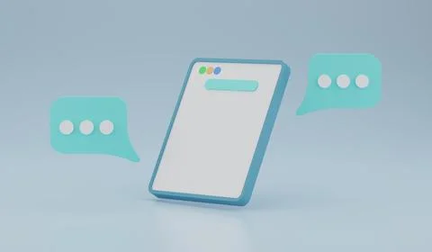 3D render illustration smartphone with floating chat bubbles Stock Illustration