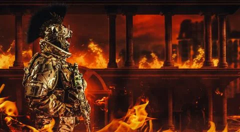 3d render illustration of soldier in uniform with spartan helemt. Stock Illustration