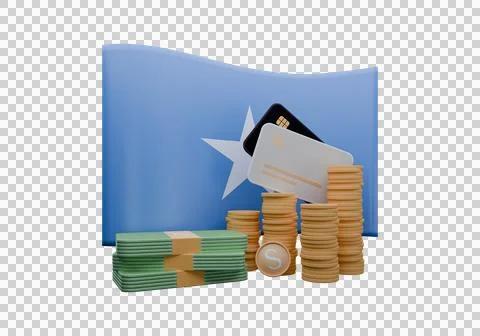 3D render illustration of Somalia flag and currency called Shilling Stock Illustration