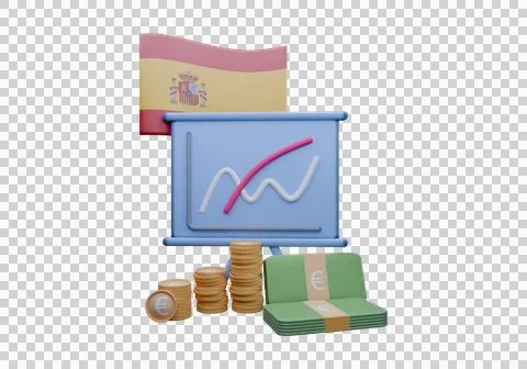 3D render illustration of Spain flag and currency called Euro Stock Illustration