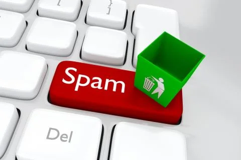 3D render illustration of spam button on a keyboard Stock Illustration