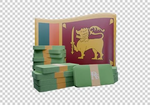 3D render illustration of Sri Lanka flag and currency called Rupee Stock Illustration