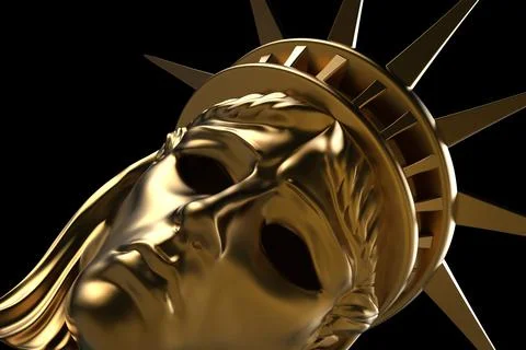 3d render illustration of Statue Of Liberty golden mask. Stock Illustration