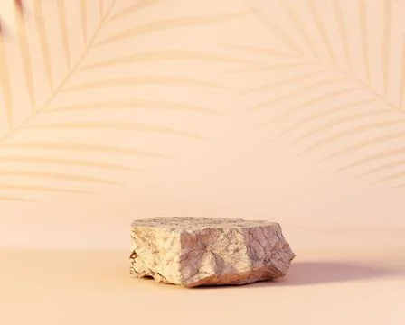 3d render illustration of stone podium on pastel background Stock Illustration