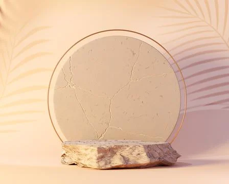3d render illustration of stone podium on pastel background Stock Illustration