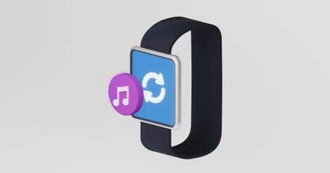 3d render illustration stylized as a smart watch, fitness bracelet, refresh Stock Illustration