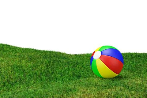 3d render illustration of a summer toy ball on grass meadow. イラスト素材