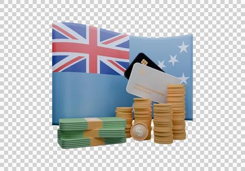 3D render illustration of Tuvalu flag and currency called Dollar Illustrazione stock