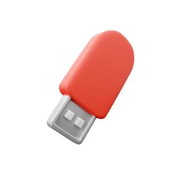 3d render illustration usb cartoon icon on white background. 3d render USB icon. Stock Illustration