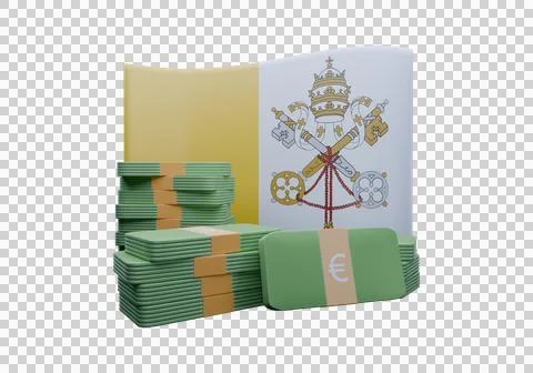3D render illustration of Vatican City flag and currency called Euro Illustrazione stock
