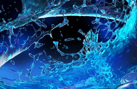 3d render illustration of water splash drops. Illustrazione stock