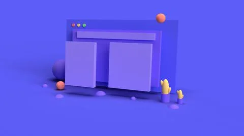 3d render illustration of web browser design and consist of isolated objects. Stock Illustration