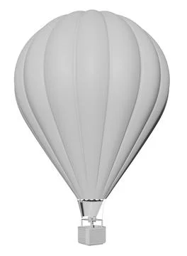 3d render illustration, white hot air balloon mockup, isolated white Stock Illustration