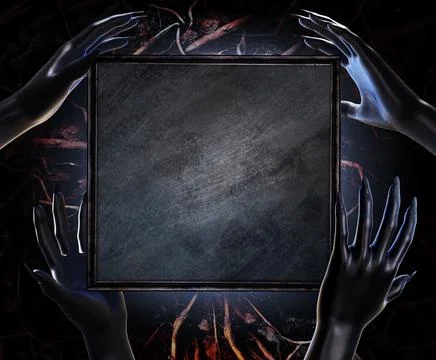 3d render illustration of witch hands with board. Stock Illustration