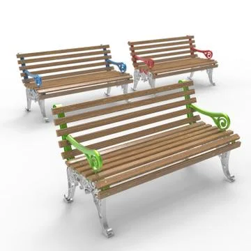 3d render image of aluminum bench White night 10 Stock Illustration