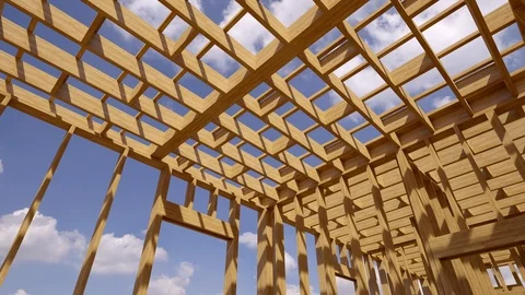 3d render image of frame house. 3D illustration of frame house. Stock Footage