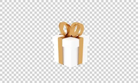 3D render image illustration of White gift box golden ribbon for celebratio.. Illustrazione stock