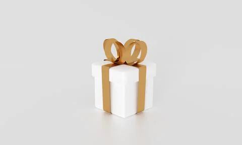 3D render image illustration of White gift box golden ribbon for celebratio.. 스톡 일러스트