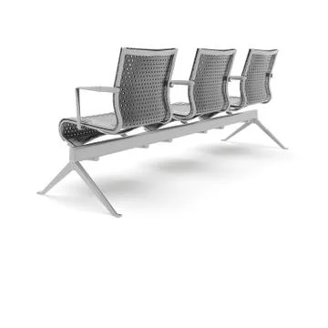 3d render image of a large trio of perforated metal chairs 02 Illustrazione stock