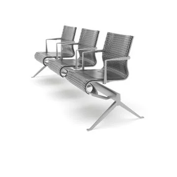3d render image of a large trio of perforated metal chairs 03 Stock Illustration