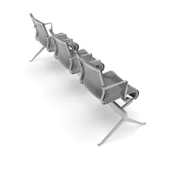 3d render image of a large trio of perforated metal chairs 01 Stock Illustration