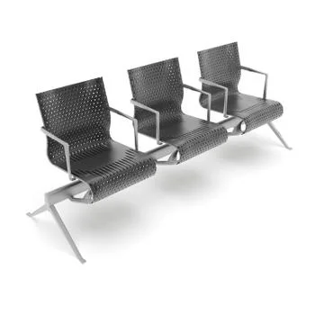 3d render image of a large trio of perforated metal chairs 06 Illustrazione stock