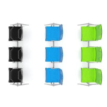 3d render image of a large trio of perforated metal chairs 05 Stock Illustration