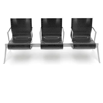 3d render image of a large trio of perforated metal chairs 04 Illustrazione stock