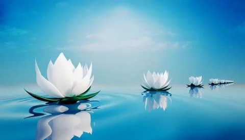 3d render image of le ots flower on calm ripple water Stock Illustration