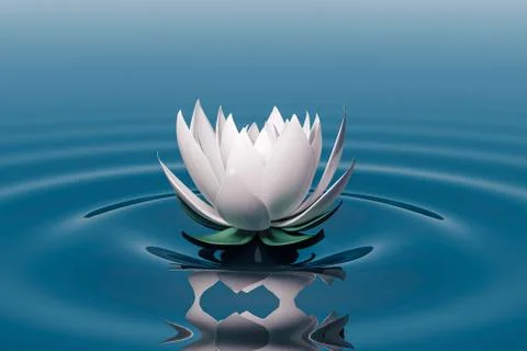 3d render image of le ots flower on calm ripple water Illustrazione stock