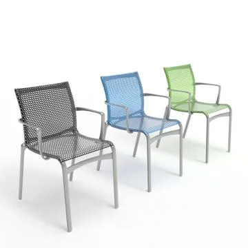 3d render image of a perforated metal office chair 05 Stock Illustration