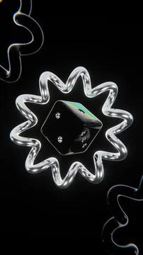 3d render image poster abstract shapes spiral twist knot metallic chrome Stock Illustration