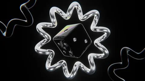 3d render image poster abstract shapes spiral twist knot metallic chrome Stock Illustration