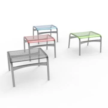 3d render image of a small stool made of perforated metal 03 Stock Illustration