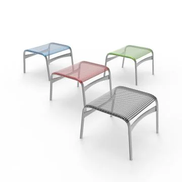 3d render image of a small stool made of perforated metal 04 Illustrazione stock