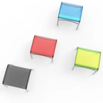 3d render image of a small stool made of perforated metal 02 Illustrazione stock