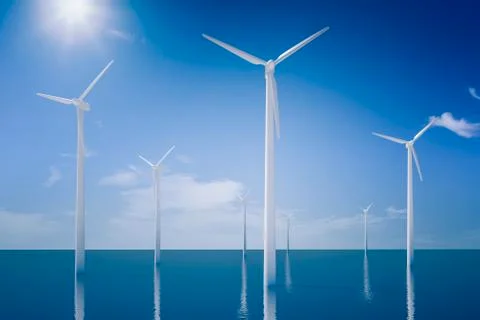 3d render image of wind turbines, ecology concept Stock Illustration