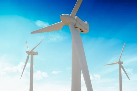 3d render image of wind turbines, ecology concept Stock Illustration