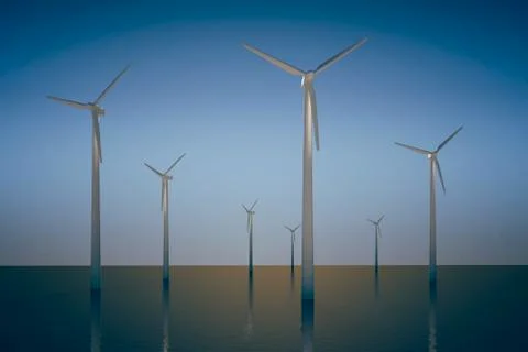 3d render image of wind turbines, ecology concept Stock Illustration