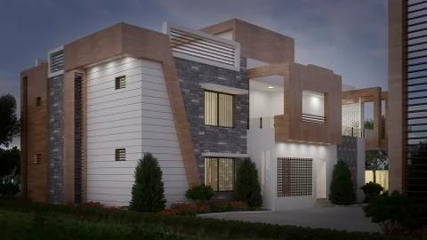 3d Render of a individual house Illustrazione stock