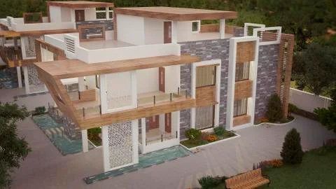 3d Render of a individual house Illustrazione stock