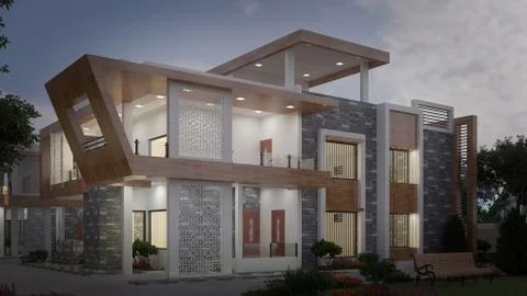 3d Render of a individual house Illustrazione stock