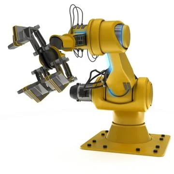 3D Render of an Industrial Robot Arm Stock Illustration